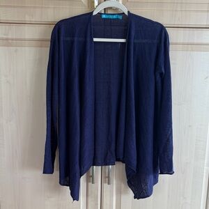 Tori Richard Knit Linen Cardigan: Deep Purple.